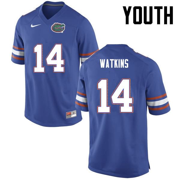 Youth NCAA Florida Gators Jaylen Watkins #14 Stitched Authentic Nike Blue College Football Jersey RUM4165ZH